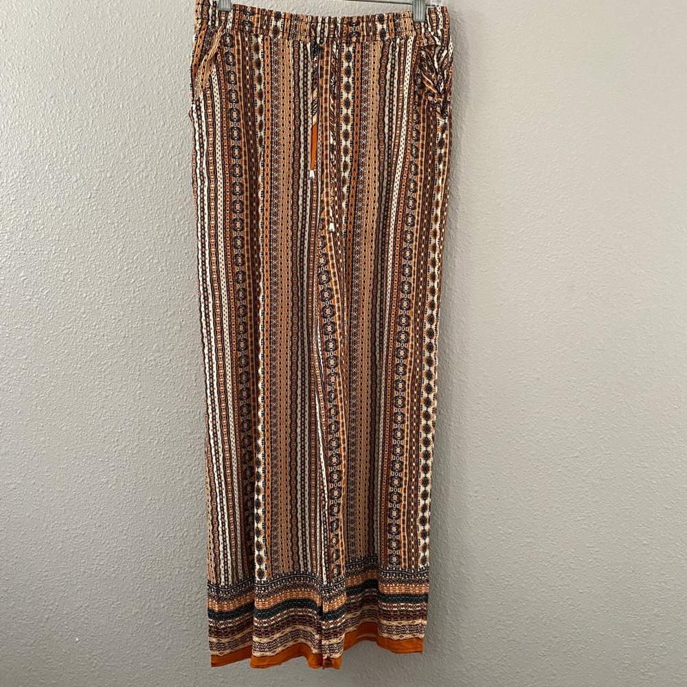 Love Wish Boho Wide Leg Pants Large Bohemian Hippie Festival Casual Earthy